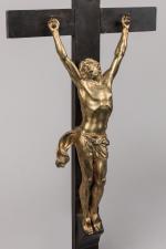 Grand CHRIST en bronze doré janséniste en ronde-bosse, tête penchée...