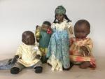 Lot de 4 poupées noires et métis, 
-Madi, « SFBJ...