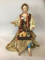 Lélia, grande poupée bois peint, personnage de crèche, 68 cm,...