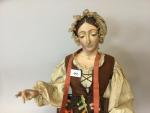 Lélia, grande poupée bois peint, personnage de crèche, 68 cm,...
