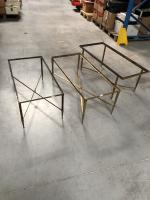 Trois MONTURES de TABLES basses en bronze doré de style...