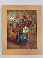 Victor CUGUEN (1882-1969). « Bouquet d'anémones ». 
Huile sur panneau. 34,5 x...