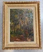 Antoine  BARBIER, "Paysage de forêt", Huile sur toile. 33...