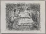 Gabriel GOUTTARD (1927-2015). "Joueurs d'échecs". Dessin sur papier signé en...
