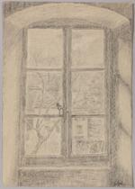 Gabriel GOUTTARD (1927-2015). "La fenêtre en hiver". Dessin sur papier...
