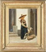 Auguste BOUCHET (1831-1889). 
Marchande de fruits, 1866. 
Huile sur toile,...