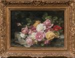 Louis Marie LEMAIRE (1824-1910).
Jeté de roses sur une pierre.
Huile sur...