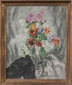 Pierre COMBET-DESCOMBES (1885-1966).
Fleurs sur fond blanc.
Pastel.
Signé en bas à droite.
A...