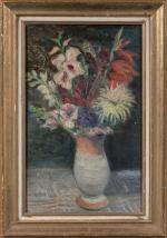 Augustin GRASS-MICK (1873-1963).
Grès fleuri.
Huile sur carton.
Porte une signature en bas...