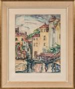 Venance CURNIER (1885-1971).
Petit port Méditerranéen.
Aquarelle sur papier.
Signé en bas à...
