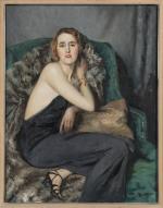 William Albert ABLETT (1877-1936).
Dame en robe de soirée, assise sur...