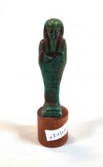 Statuette d'oushabti inscrit 
Egypte, Basse époque, 664-332 av JC
Faïence verte
H...