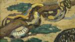 Paul Jouve (1878-1973) " Panthère et serpent python ".Huile sur...