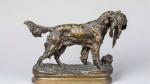 Jules Moigniez (1835-1894). " Chien d'arrêt au faisan ".Bronze à...