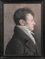 ECOLE FRANCAISE vers 1830. "Portrait d'Hippolyte Guillibert". Crayon noir et...
