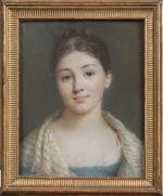 ECOLE FRANCAISE du XIXème siècle. "Portrait de jeune fille". Pastel....