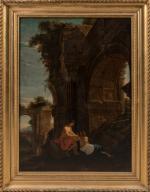 Attribué à Jean LEMAIRE dit LEMAIRE-POUSSIN 
(1598-1659)
Paysage au crépuscule avec...