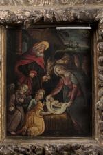 ECOLE FRANCAISE du XVIIème siècle "Nativité". Huile sur panneau de...