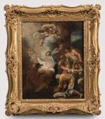 ECOLE ITALIENNE du XVIIIème siècle. "L'Adoration des Bergers". Huile sur...
