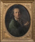 Nicolas Benjamin DELAPIERRE 
(c.1739-c.1800)
Autoportrait ?
Huile sur toile ovale
68 x 52,5...