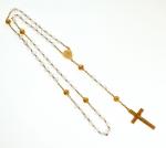 CHAPELET, la croix et les perles en or jaune 750/°°...