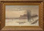 Elie ROCHET (1844-1906).
Village sous la neige, 1891.
Huile sur toile.
Signé et...