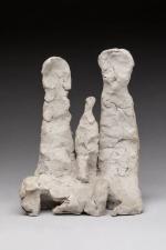 Gabriel GOUTTARD (1927-2015). "Trois personnages". Sculpture en terre crue, signée...