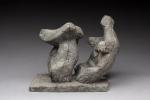 Gabriel GOUTTARD (1927-2015). "Femme assise, jambes repliées, sur socle". Sculpture...