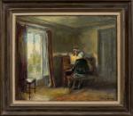 Hélier COSSON (1897-1976)
Femme au piano.
Huile sur toile.
Signé en bas à...