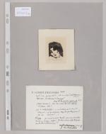 Pierre COMBET-DESCOMBES (1885-1966)
Visage.
Monotype à l'encre sur papier.
Carte de visite autographe...