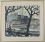 Willy ESSLINGER (1904-1983)
La cathédrale Saint-Jean vu du quai.
1978.
Aquarelle sur papier.
Signé...