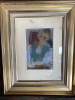 Henriette DELORAS, "Dame au café", pastel signé en bas à...