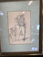 Louis GUY? "Caricature du maréchal des Castellanes", dessin sur papier....