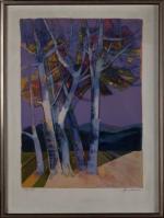 Camille HILAIRE(1916-2004). Les grands arbres. Lithographie couleur. Signée en bas...