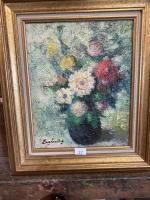 Frédéric ENGLAND "Bouquet de fleurs" Huile sur toile Signée en...