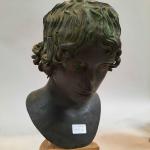 D'après l'antique, buste de jeune homme en bronze à patine...