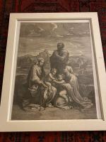 GRAVURE d'après POUSSIN, la Sainte famille. 46.5 x 35.5 cm....