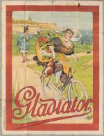 René Leverd (1872-1938)
« Gladiator »
Affiche lithographique pour la bicyclette Gladiator....