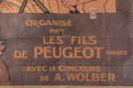 Mich (1881-1923)
« Circuit français Peugeot »
Affiche lithographique. Bordures abimées, pliures,...