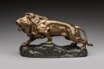 Joe Descomps (1869-1950)
« Lion rugissant »
Sujet en bronze à patines...
