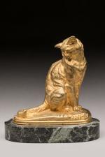 Emmanuel Frémiet (1824-1910)
« Chat assis »
Sujet en bronze doré sur...