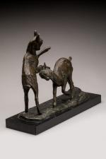 Irénée Rochard (1906-1984)
« Deux cabris s'amusant »
Groupe en bronze à...