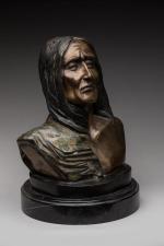 « Buste d'amérindien »
Sujet en bronze polychrome sur socle en...
