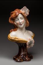 Belgique ?
Buste de femme en céramique polychrome de style Art...