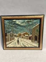 ARAMOV (1901-1991), "Village sous la neige", Huile sur toile Signée...
