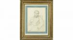 Paul Flandrin (1811-1902) Portrait d'homme assis. 1873 Mine de plomb...