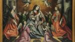 ECOLE LORRAINE du XVIIème siècle.  "Vierge à l'Enfant entourée...
