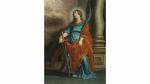 ECOLE FRANCAISE du XVIIème siècle. "Sainte Catherine". Huile sur toile....