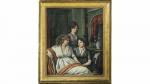 ECOLE FRANCAISE du XIXème siècle. "Portrait d'une mère et ses