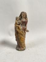 STATUE "Vierge à l'Enfant". Époque XVIIIème siècle. H: 20 cm....